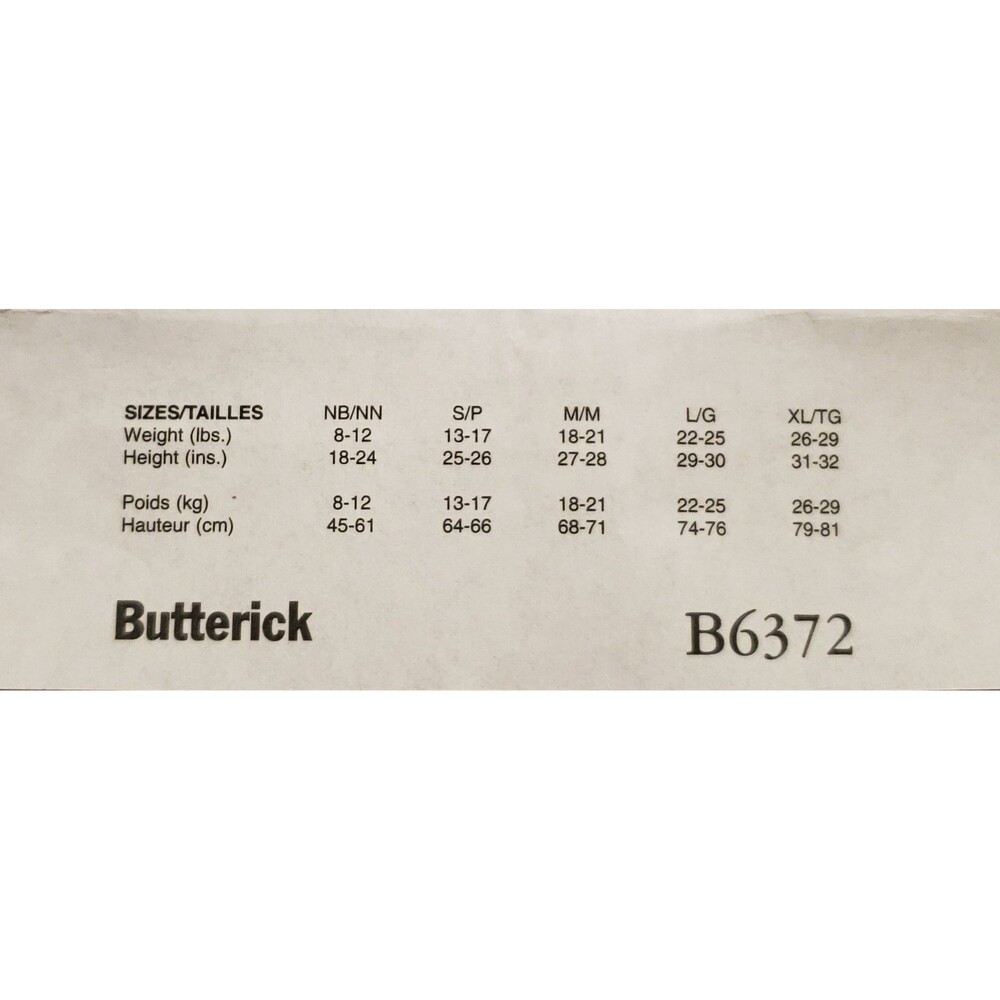 Infant Cape, Vest, Bunting & Pants Sewing Pattern Butterick B6372, Baby Clothes - Picture 4 of 5